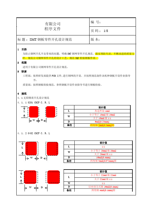 SMT钢板零件开孔设计规范