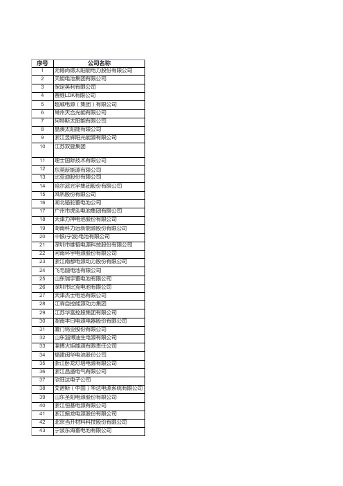 2011年中国电池行业百强企业排名