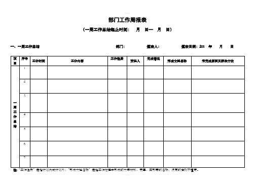 部门工作周报表(模板)