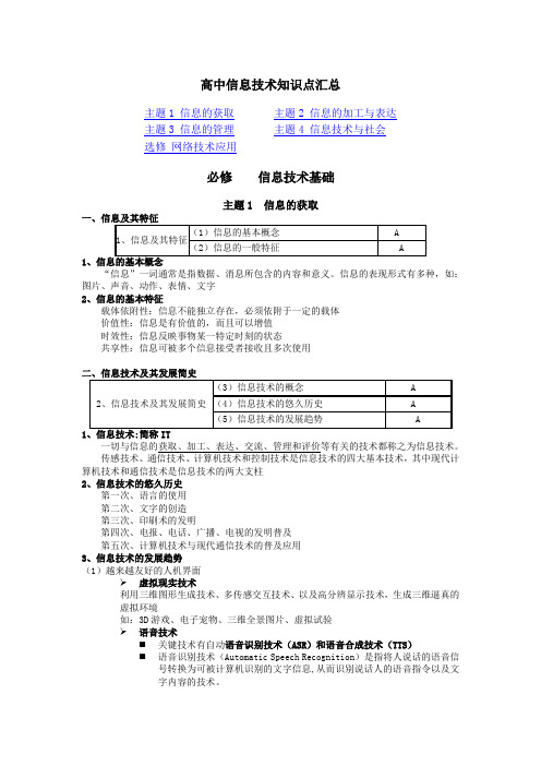 高中信息技术知识点汇总