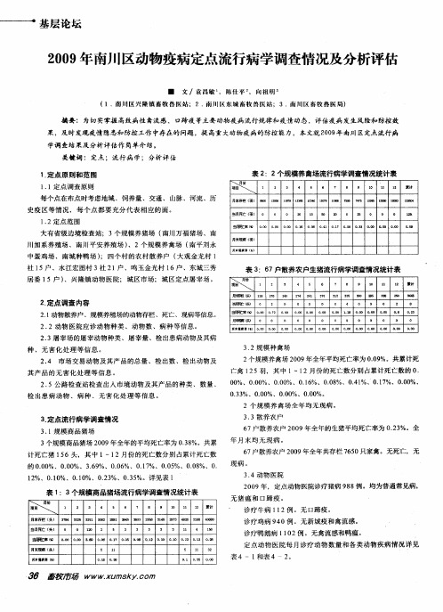 2009年南川区动物疫病定点流行病学调查情况及分析评估