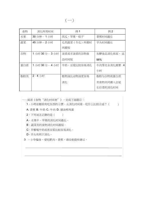 (完整版)三年级非连续性文本阅读练习