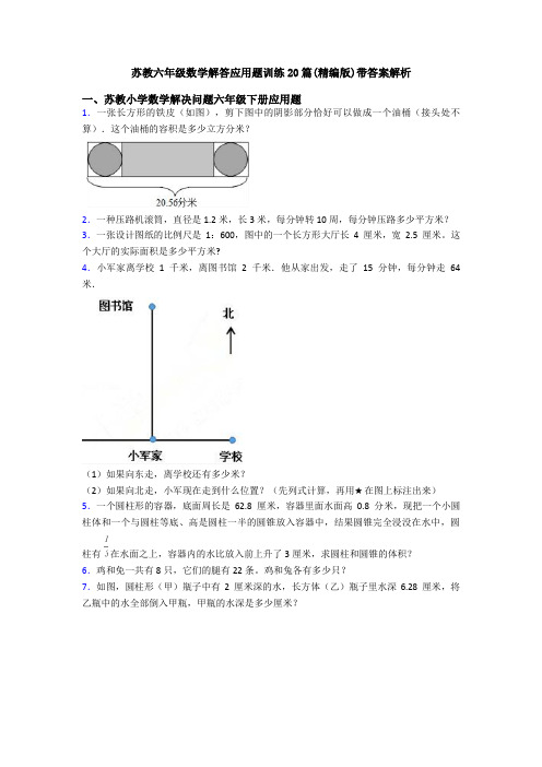 苏教六年级数学解答应用题训练20篇(精编版)带答案解析