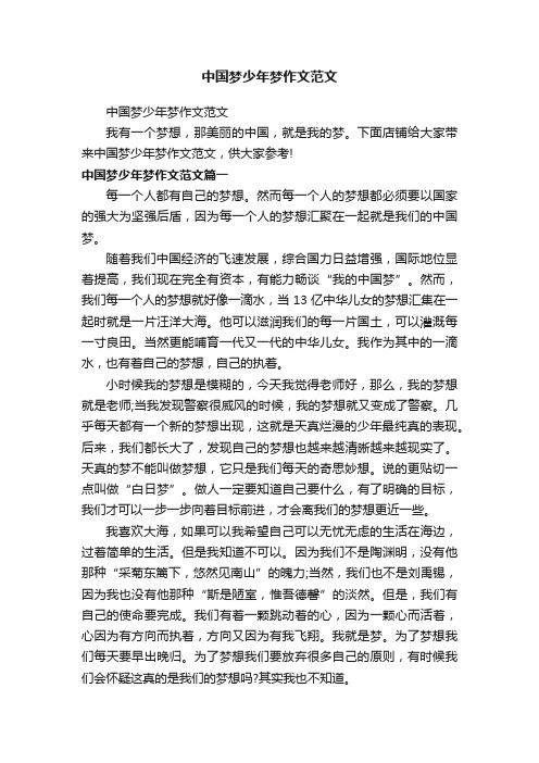 中国梦少年梦作文范文