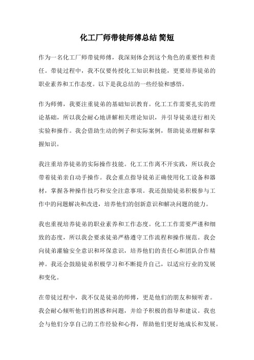 化工厂师带徒师傅总结 简短