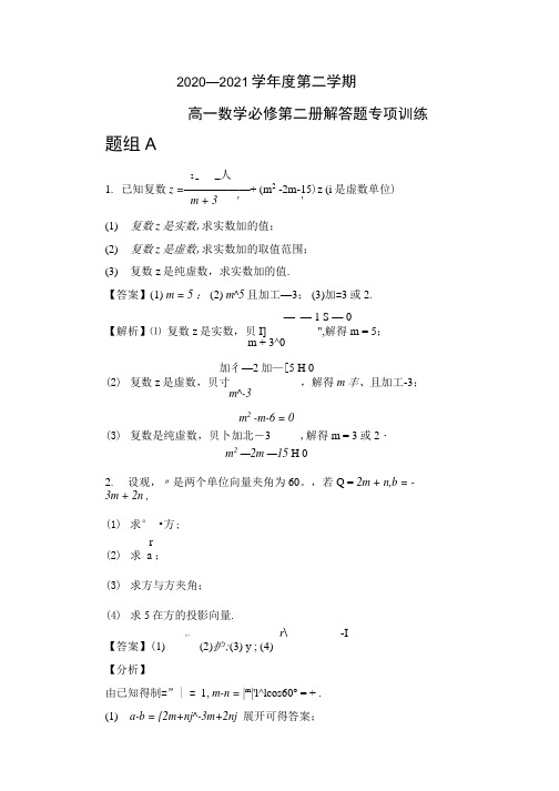 高一数学必修第二册 解答题专项训练(解析版).docx