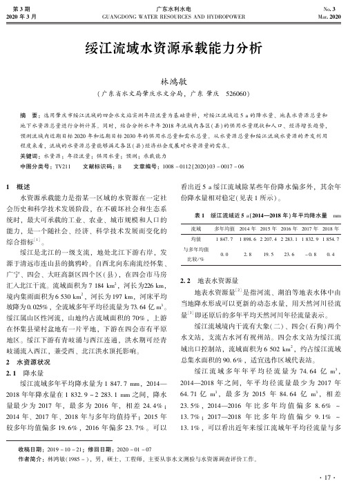 绥江流域水资源承载能力分析