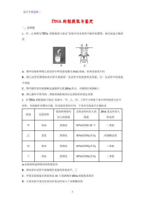 高中生物选修1课时作业22:5.1 DNA的粗提取与鉴定