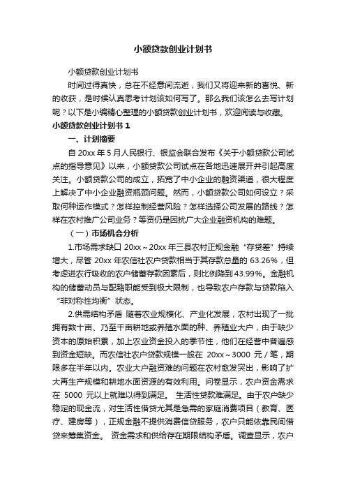 小额贷款创业计划书