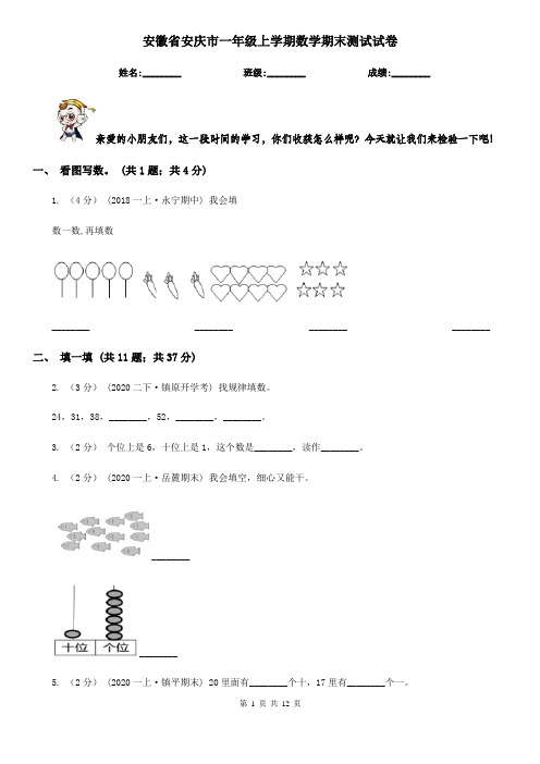 安徽省安庆市一年级上学期数学期末测试试卷