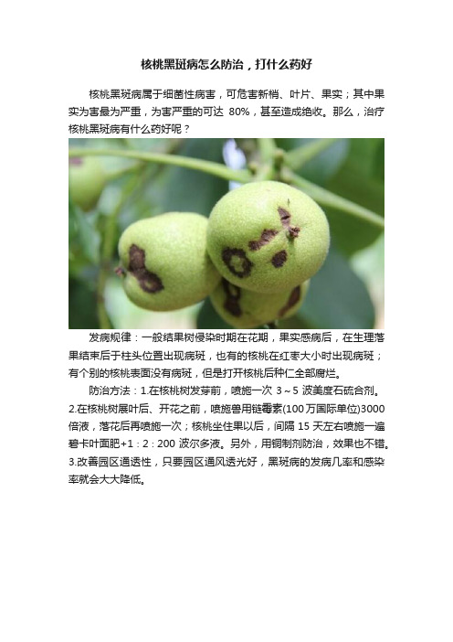 核桃黑斑病怎么防治，打什么药好