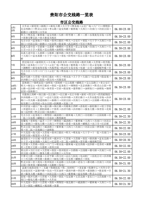 贵阳市公交线路一览表