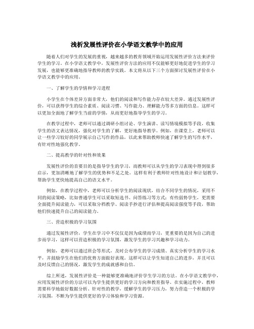 浅析发展性评价在小学语文教学中的应用