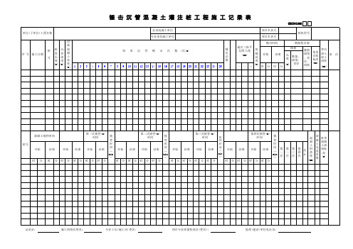 【工程常用表格】锤击沉管混凝土灌注桩工程施工记录表