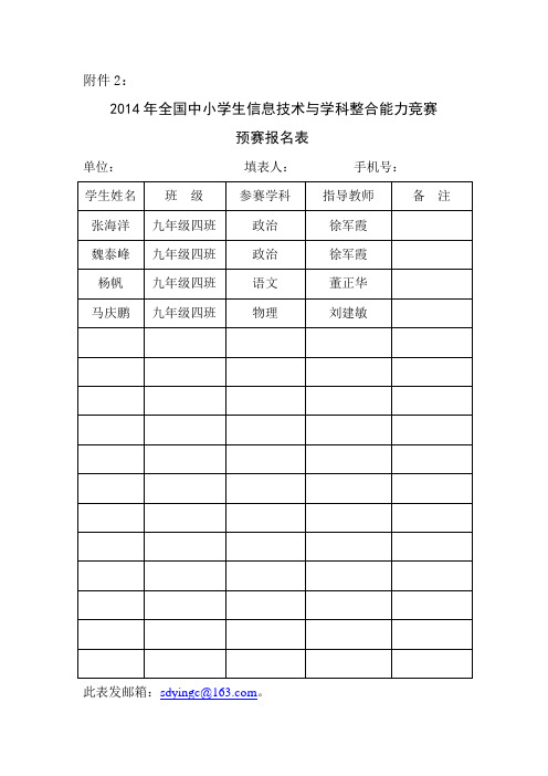 竞赛报名表