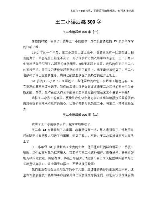 王二小读后感学习300字