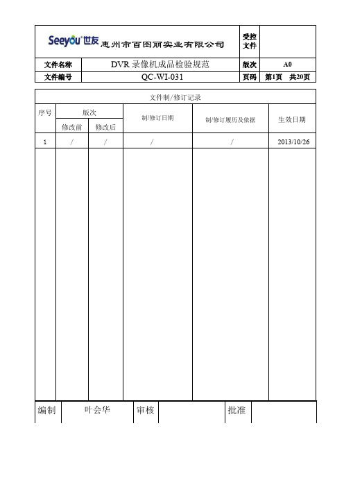 监控DVR录像机成品检验规范 (1)