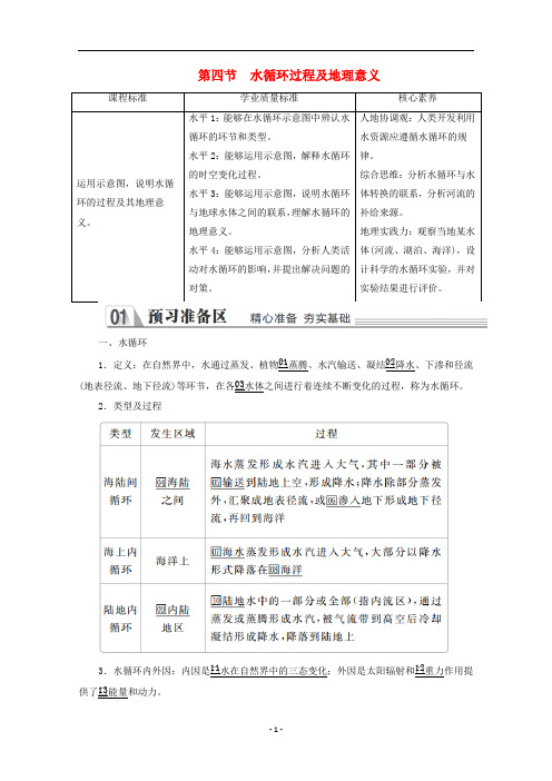 新教材高中地理 第二章第四节 水循环过程及地理意义教学案 中图版必修第一册