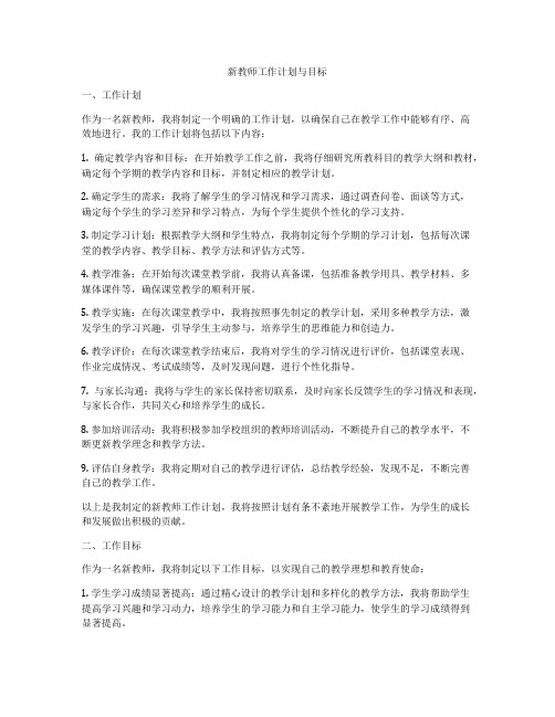 新教师工作计划与目标