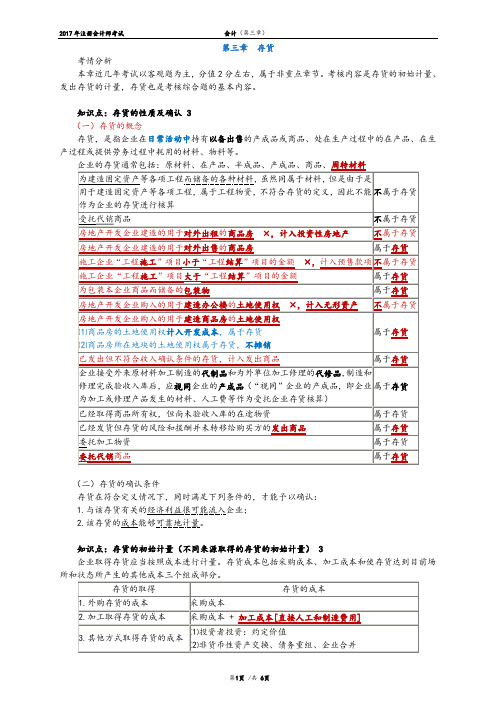 2017年注册会计师考试《会计》书本基础学习_全_知识点_讲义_03第三章