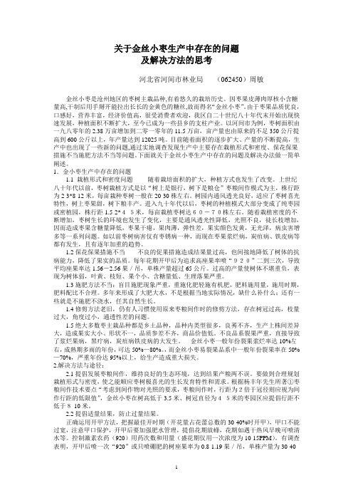 关于金丝小枣生产中存在的问题