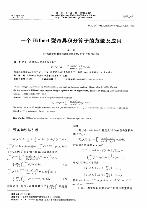 一个Hilbert型奇异积分算子的范数及应用