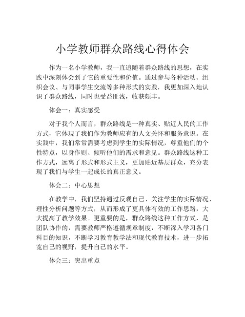 小学教师群众路线心得体会