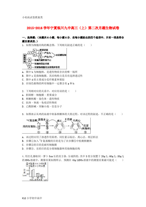 【配套K12】高三生物上学期第二次月题试卷(含解析)