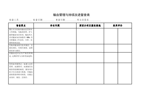 输血管理与持续改进监督