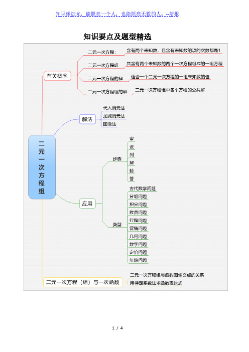 鲁教版(五四制)数学七年级下册 二元一次方程组知识要点及题型精选 (无答案 )