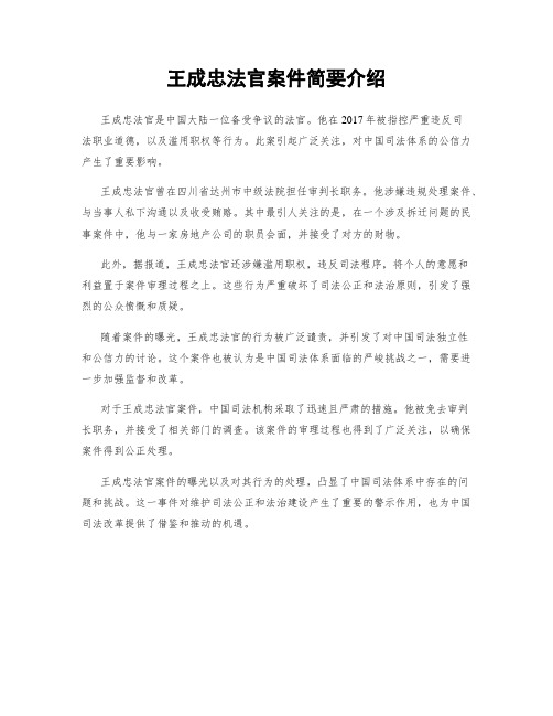 王成忠法官案件简要介绍