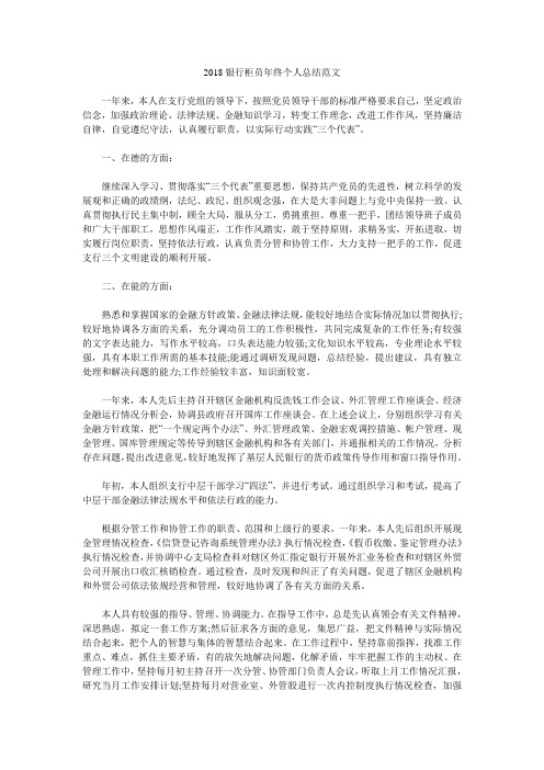 2018银行柜员年终个人总结范文.doc