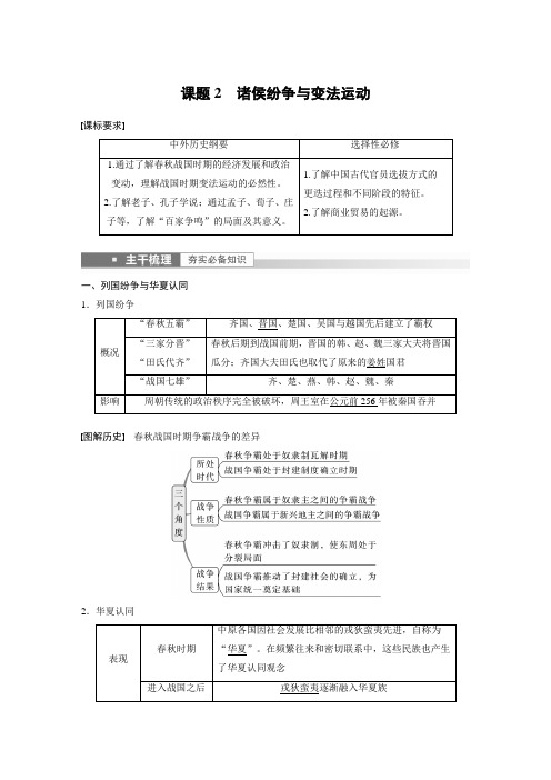 2023年高考历史一轮复习(部编版新高考) 第1讲 课题2 诸侯纷争与变法运动