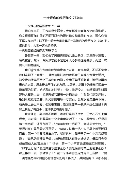 一次难忘的经历作文750字