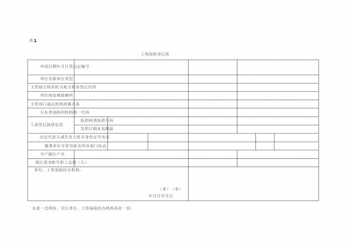 工伤保险登记表