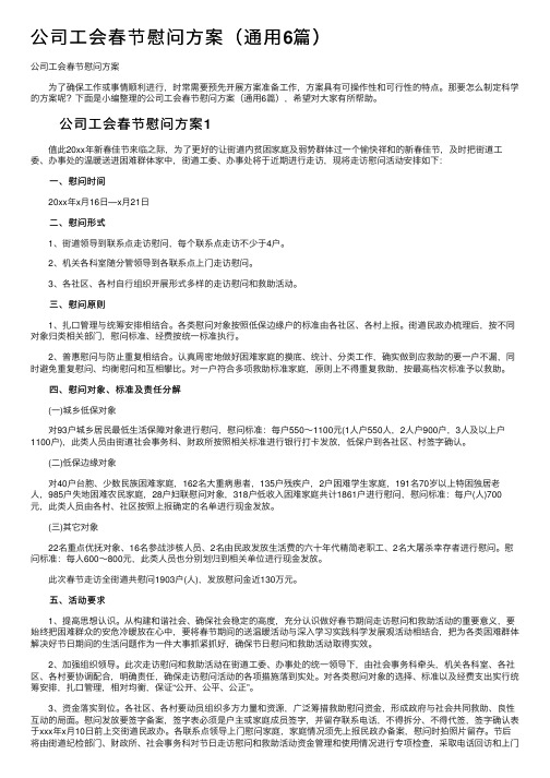 公司工会春节慰问方案（通用6篇）