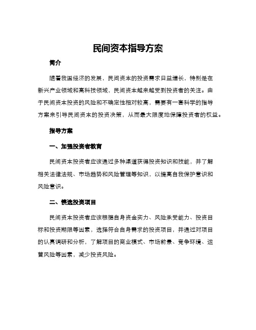 民间资本指导方案