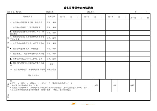 配电柜日常保养点检记录表