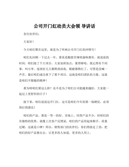 公司开门红动员大会领 导讲话