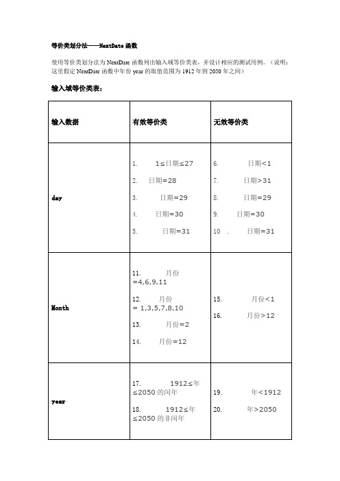 等价类划分法NextDate2011927.doc