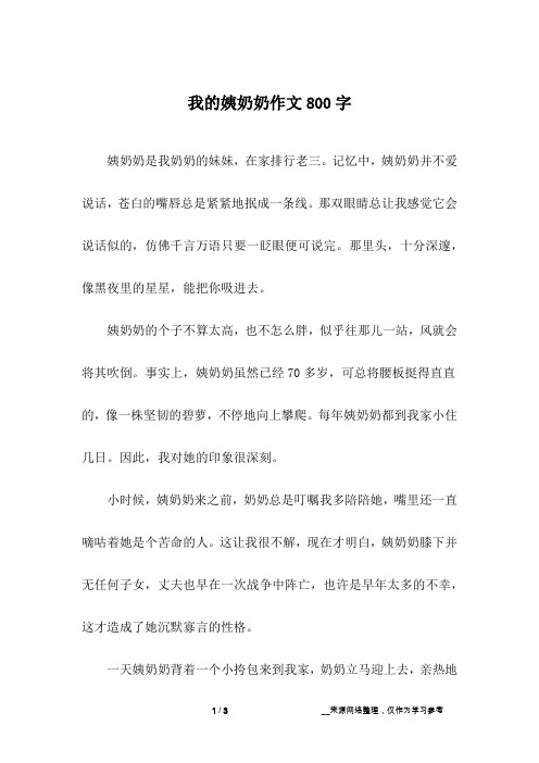 我的姨奶奶作文800字