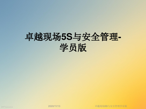 卓越现场5S与安全管理学员版