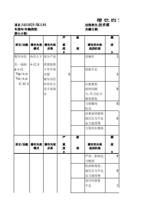 PFMEA  粗车 范例