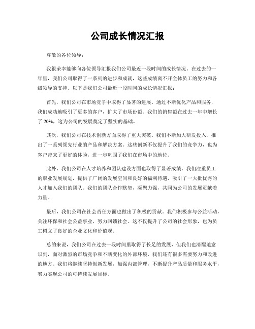 公司成长情况汇报