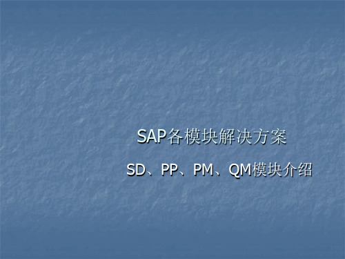 SAP-ERP模块SD、PP、PM、QM解决方案