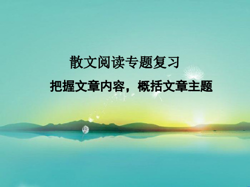 中考语文专题复习课件_散文阅读——把握内容概括主题(共55张PPT)