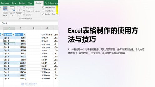 Excel表格制作的使用方法与技巧