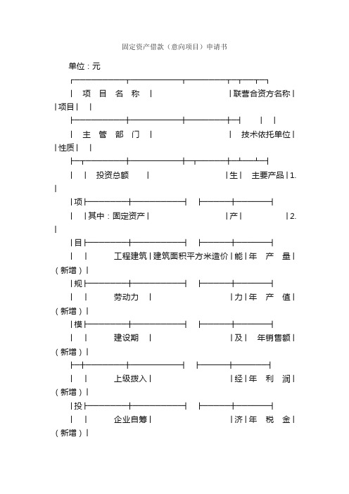 固定资产借款（意向项目）申请书_合同范本