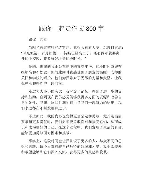 跟你一起走作文800字