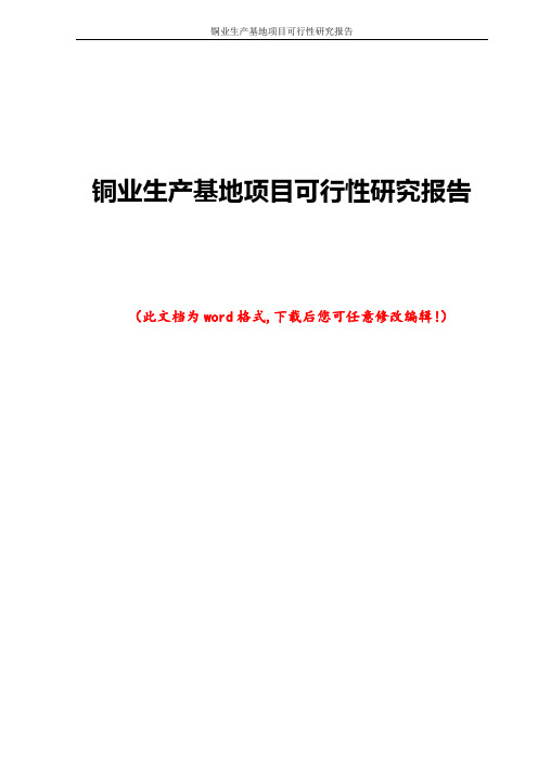 铜业生产基地项目可行性研究报告